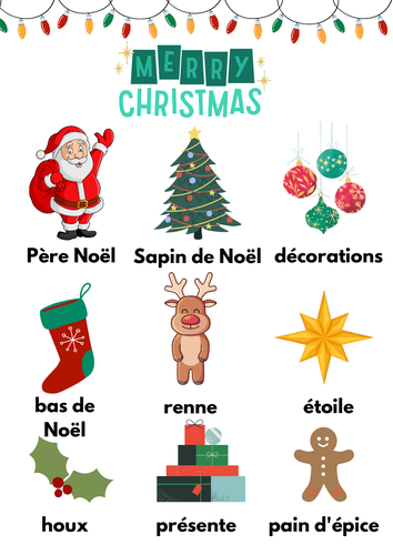 Christmas French vocabulary poster