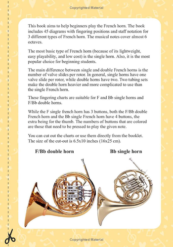 French Horn Fingering Chart: 45 Colorful Pictures for Beginners