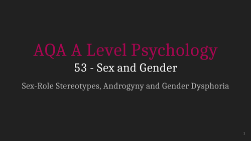 Aqa A Level Psychology Lecture 53 Sex And Gender Teaching Resources 