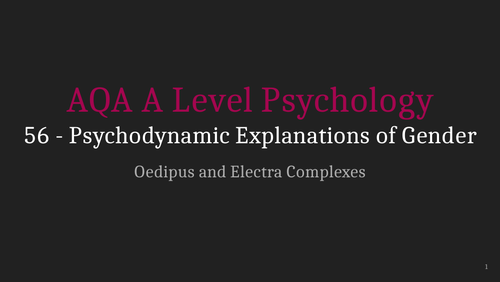 Aqa A Level Psychology Lecture 56 Psychodynamic Explanations Of Gender Teaching Resources