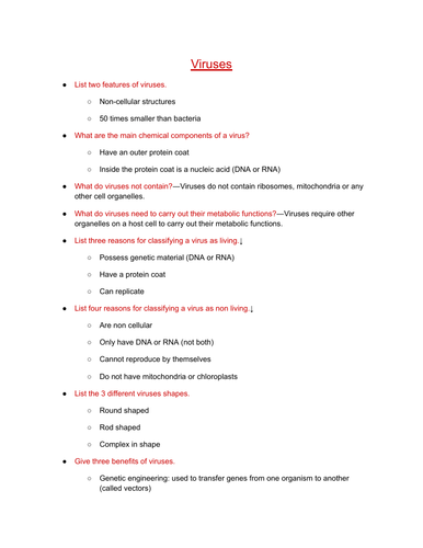 list of leaving cert biology experiments