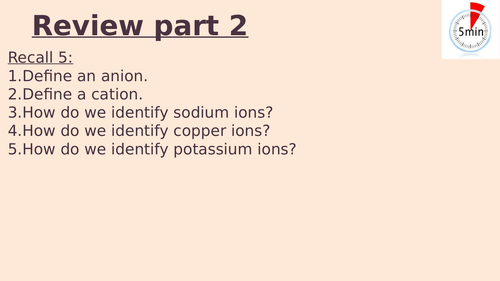 KS4 - Chemistry single science - Identifying ions recap