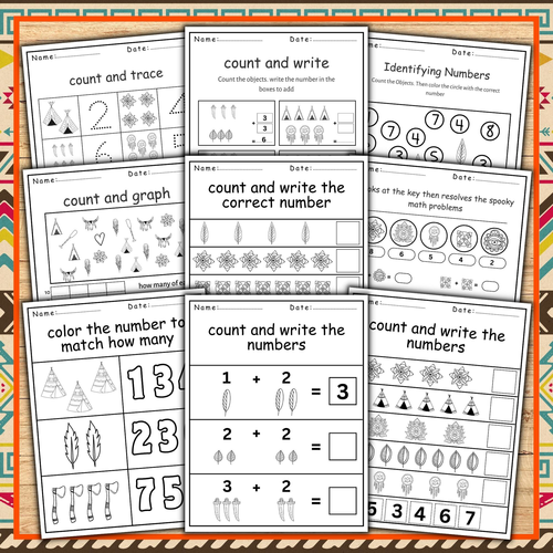 Native American heritage month math worksheets | November activities k-2