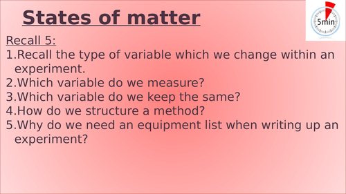 KS3 - States of matter lesson | Teaching Resources