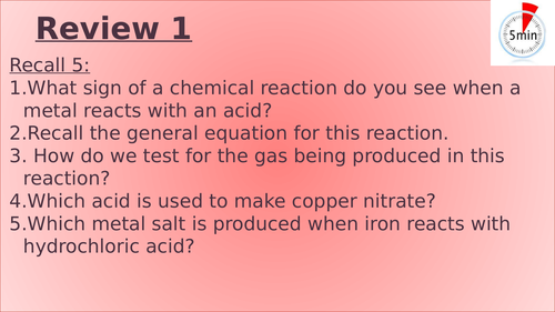 KS3 - Chemical reactions recap (part 1)