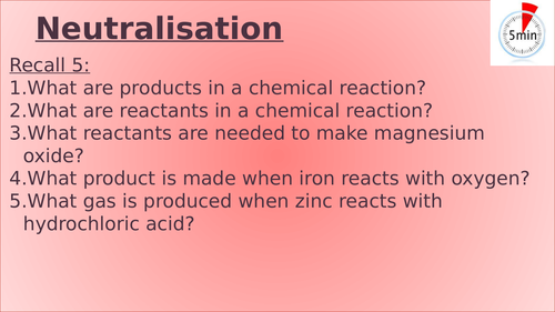 KS3 - Neutralisation lesson