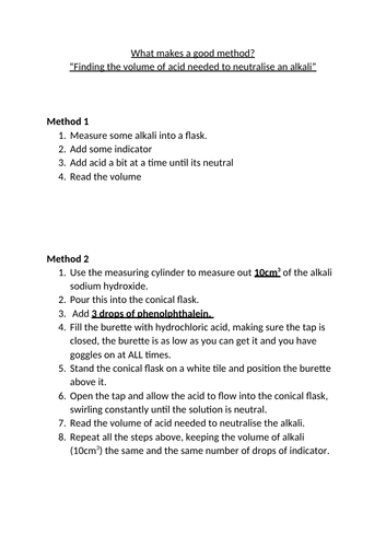 KS3 - Antacid investigation planning lesson