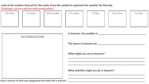 Year 1 Science- Autumn Season | Teaching Resources