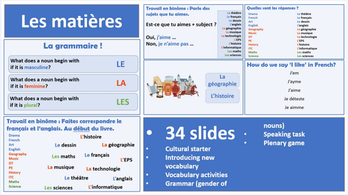 Studio 1, Module 2.1 - Les matières