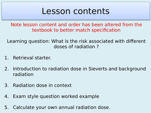 AQA P13.4 Dose and risk