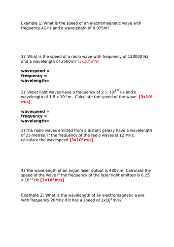 AQA P13.5 EM wave calculations