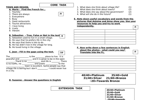 Town and Region - French Bubble Sheets - Reading and Writing | Teaching ...