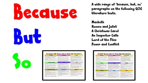 'Because, But, So' Paragraphs for GCSE English literature