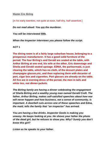 An Inspector Calls Murder Mystery! | Teaching Resources