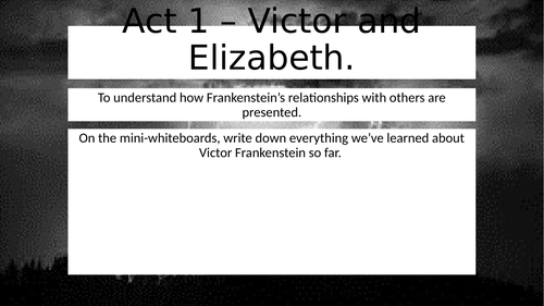 L3 Act 1 Frankenstein and Elizabeth Frankenstein the Play | Teaching ...