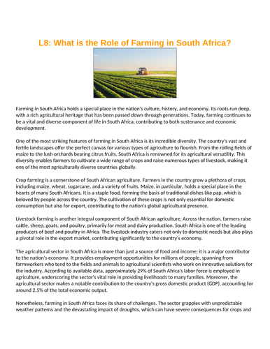 South Africa Farming | Teaching Resources