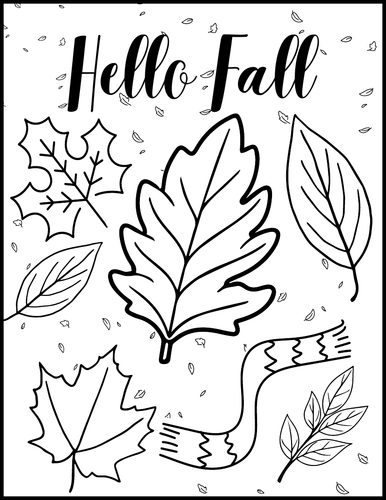 November Fall coloring page falling leaves,literacy autumn art ...