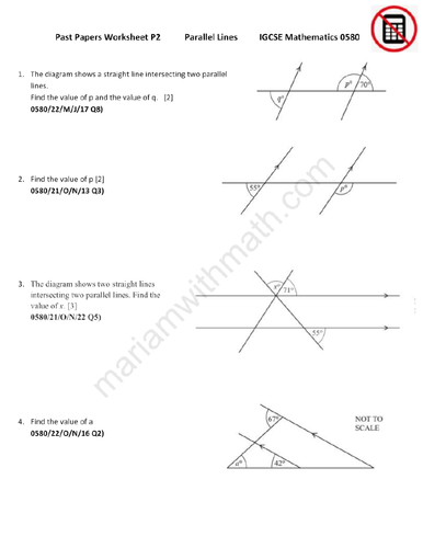 Angle Properties : IGCSE Mathematics 0580 Past Papers Worksheet ...