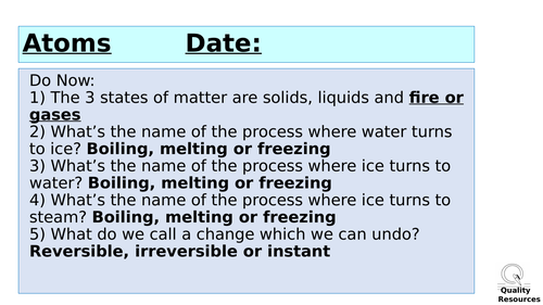 SEN/Low Ability KS3 Atoms Compete Lesson | Teaching Resources