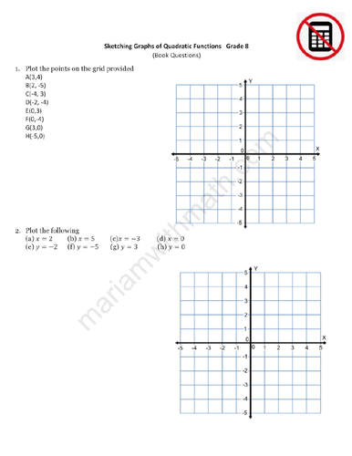 Plotting Graphs of Quadratic Equations : IGCSE Mathematics 0580 Past ...