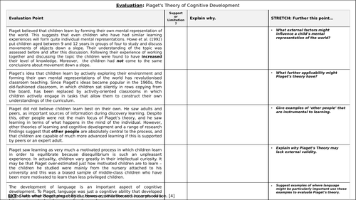 Piaget's theory of cognitive development online evaluation