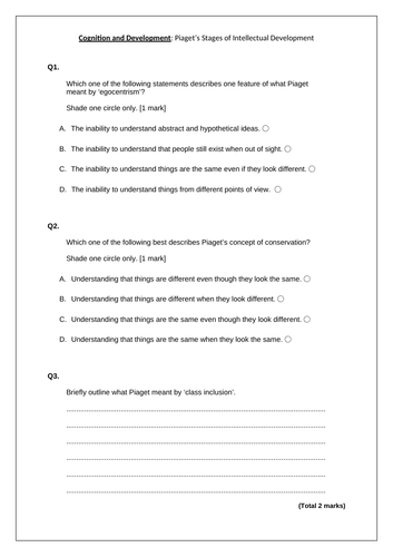 Piaget practice clearance worksheet