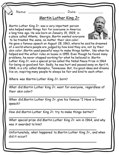 Black History Reading Comprehensions for younger children | Teaching ...