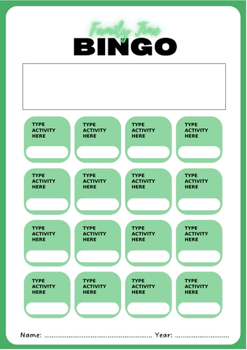 Family Bingo Template | Teaching Resources