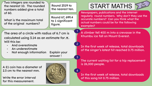 GoStartMaths Starter - Bounds GCSE Grade 5/6