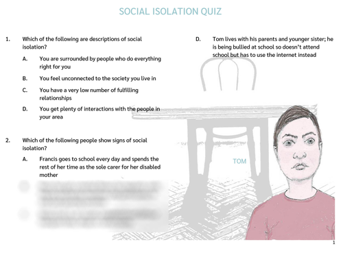 Relationships - Social Isolation Quiz, Worksheet and Lesson Plan (UK ...