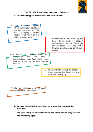 The Girl of Ink and Stars - Full Scheme of Work Year 7/8 | Teaching ...