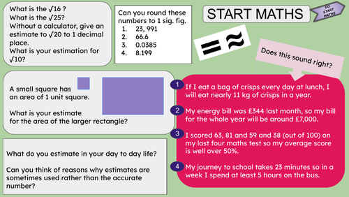 GoStartMaths Starter - Estimation GCSE Grade 4