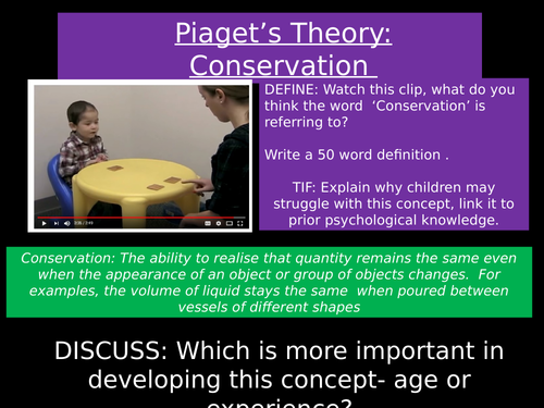 Conservation Piaget Teaching Resources