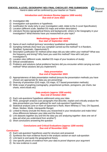 Edexcel A-Level Geography NEA lessons | Teaching Resources