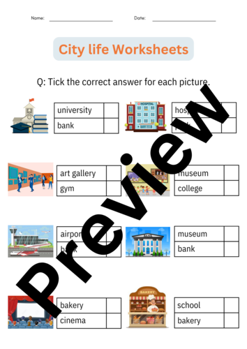 Printable Social Studies City and Village Life Activities Worksheets ...