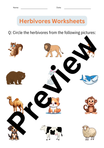 Printable Animal Classification - Herbivores Worksheets Activities for ...