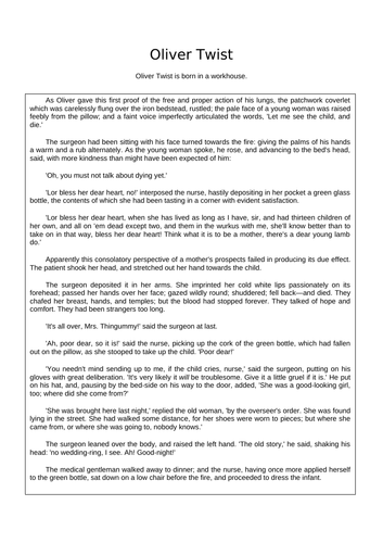 Oliver Twist Birth | Teaching Resources