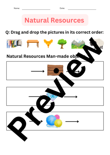 printable natural resources - Natural and Man-made worksheets for grade 1, 2, 3 | Teaching Resources