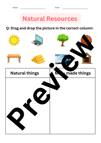 printable natural resources - Natural and Man-made worksheets for grade 1, 2, 3 | Teaching Resources