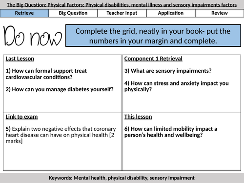 Component 3: L4 Physical, mental & sensory