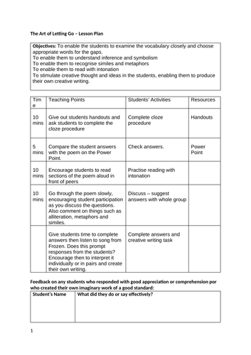 The Art Of Letting Go - Poetry Appreciation | Teaching Resources