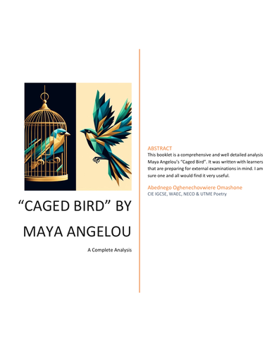 Caged Bird by Maya Angelou - A Complete Analysis | Teaching Resources