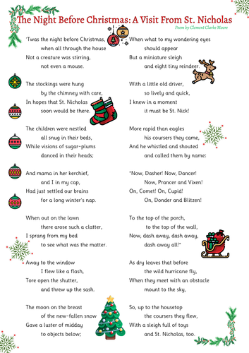 Night Before Christmas Poem Comprehension | Teaching Resources