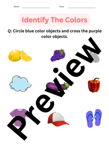 Printable Color Identification - Matching Colors Worksheets for