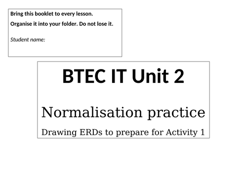 BTEC IT Unit 2 Databases Activity 1 practice booklets WITH DETAILED ...