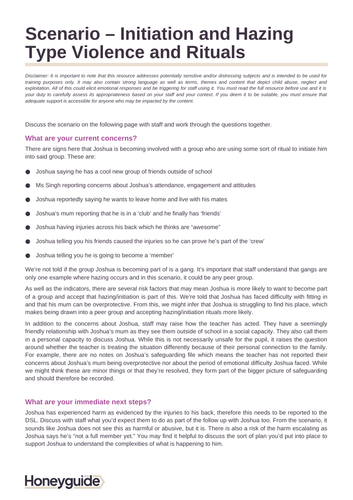 Safeguarding Scenario - Initiation and Hazing Rituals | Teaching Resources