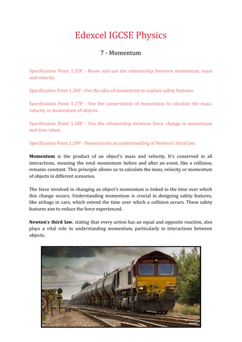 Edexcel IGCSE Physics Worksheets Chapter 1 - Forces and Motion ...