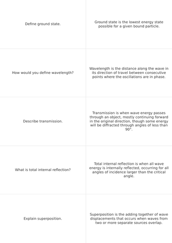L3 BTEC Applied Science Unit 1 Physics flash cards | Teaching Resources