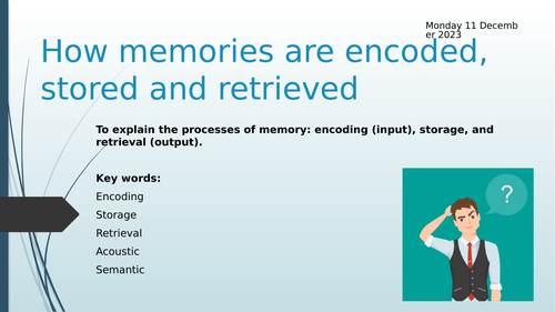 GCSE Memory: Encoding, Storage and Retrieval | Teaching Resources