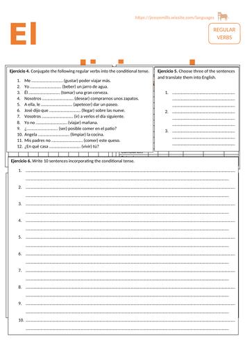 Spanish Grammar - Conditional Tense | Teaching Resources